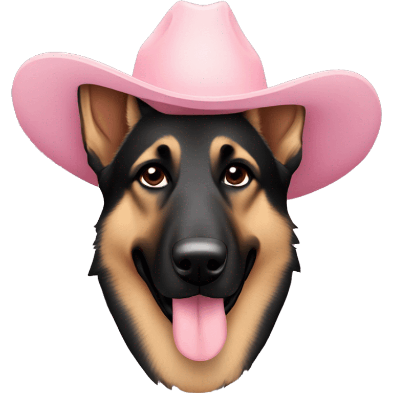 Dark German shepherd pretty light pink cowboy hat emoji