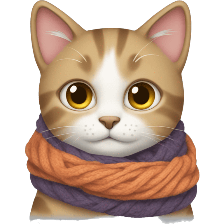 a cat cuddled in a scarf emoji