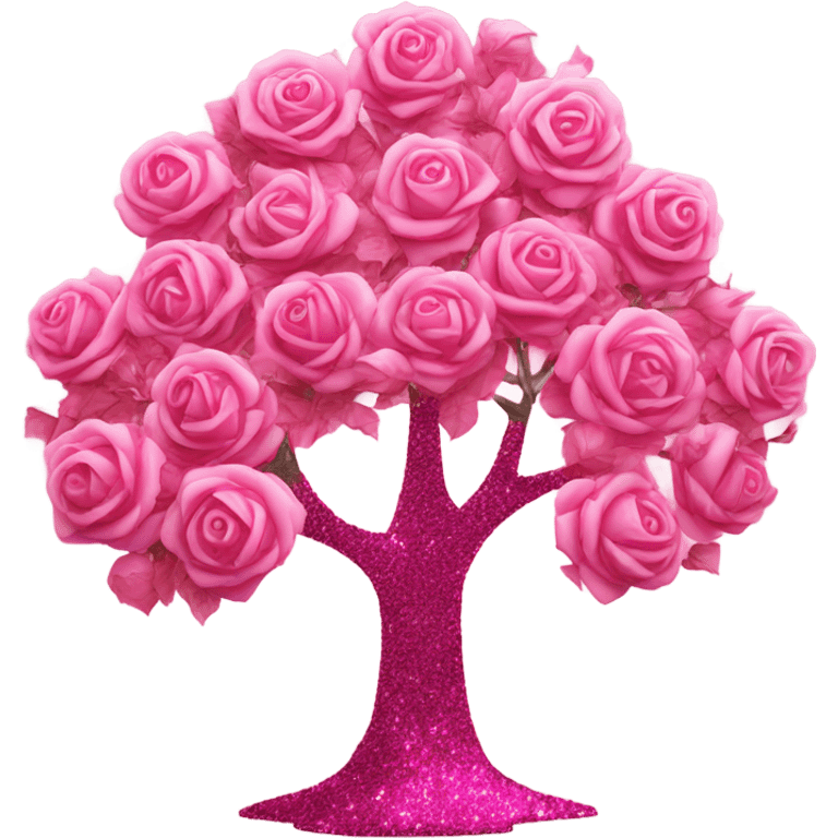 Pink tree made of roses with glitter emoji