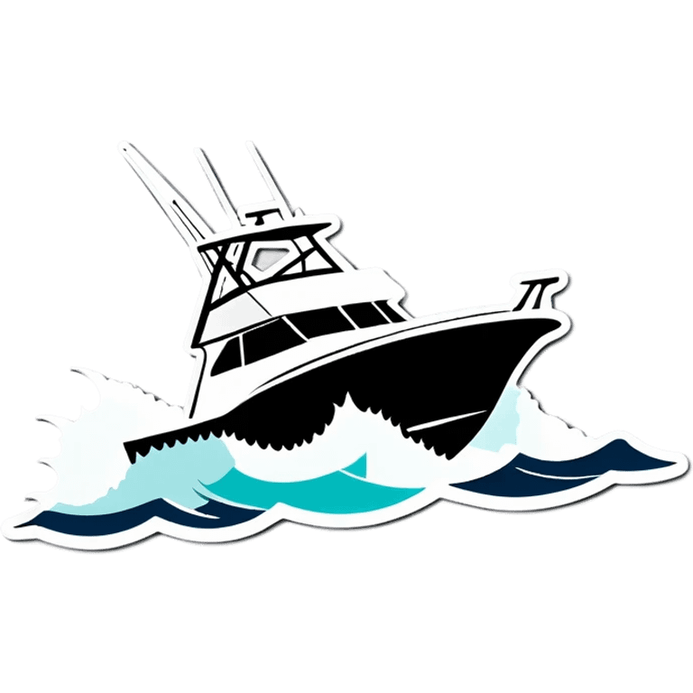 sport fishing boat over wave emoji