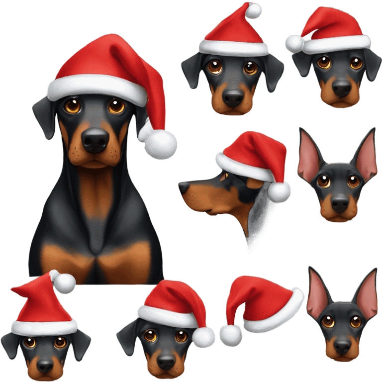 doberman in santa hat emoji