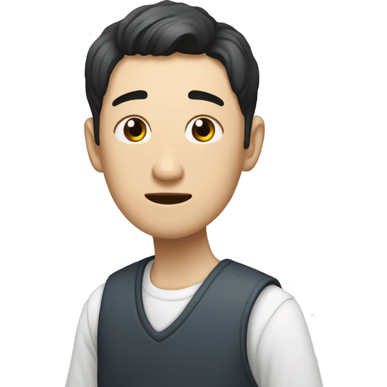 안경쓰고 교복을 입은 은색머리 땋은 머리 여자 학생 emoji