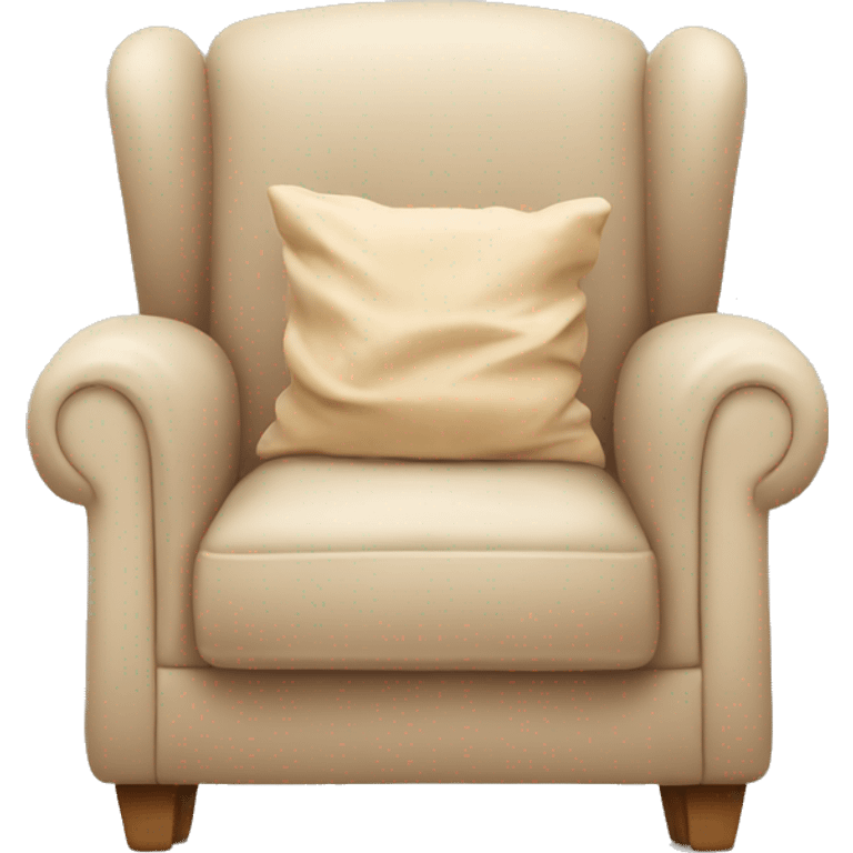 Simple Beige Armchair with blanket and open book on it emoji