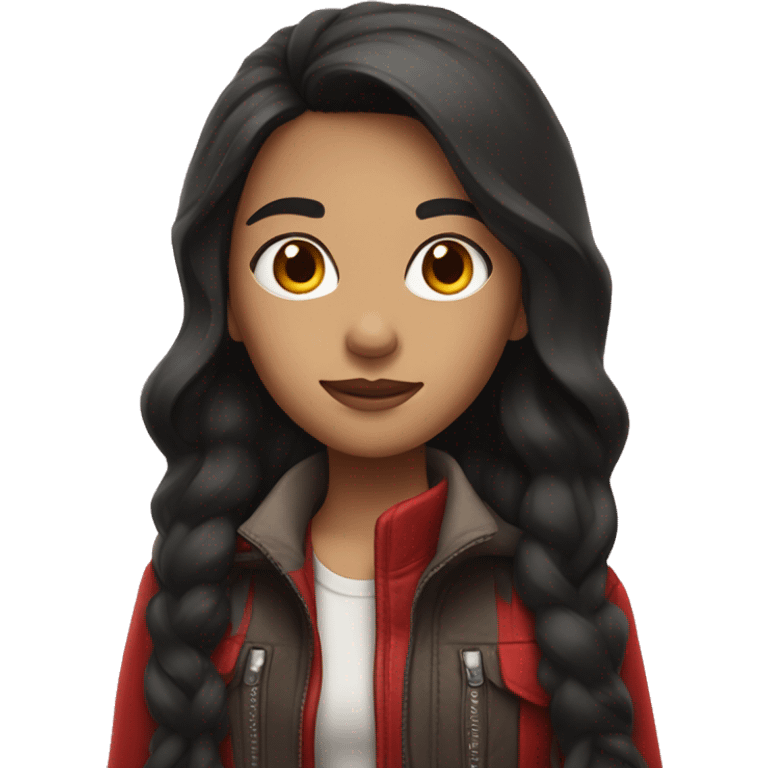 girl with full-length dark hair and a red jacket emoji