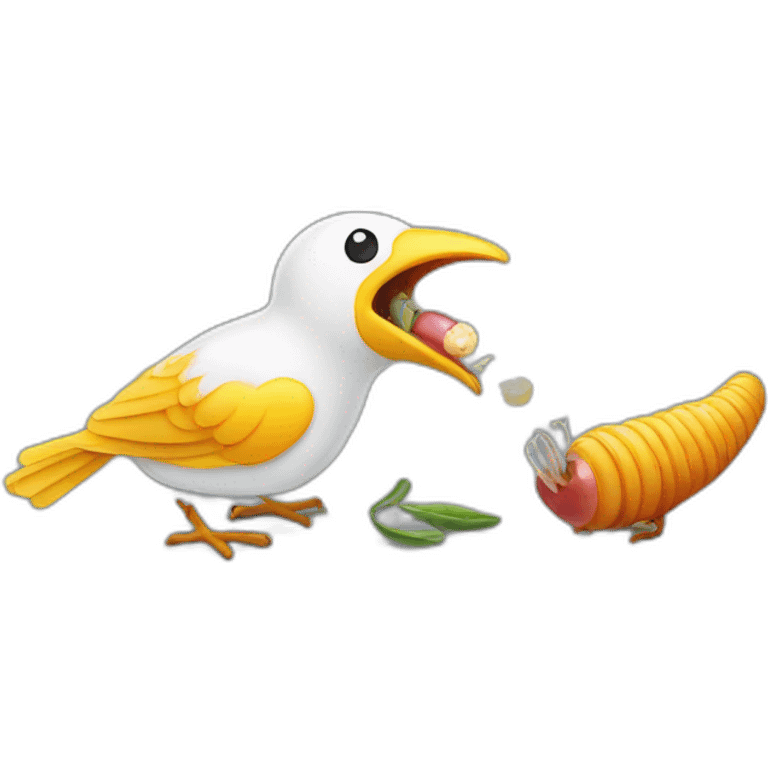 BIRD eating worm emoji