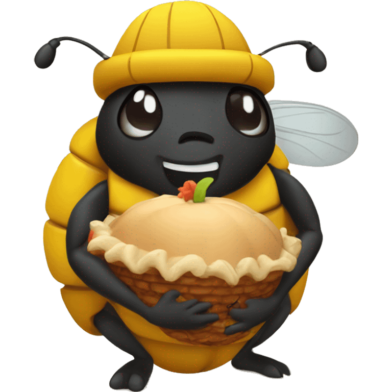 Thanksgiving themed bumble bee eating a turkey  emoji