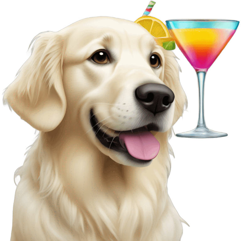 White Golden retriever drinking cocktail  emoji