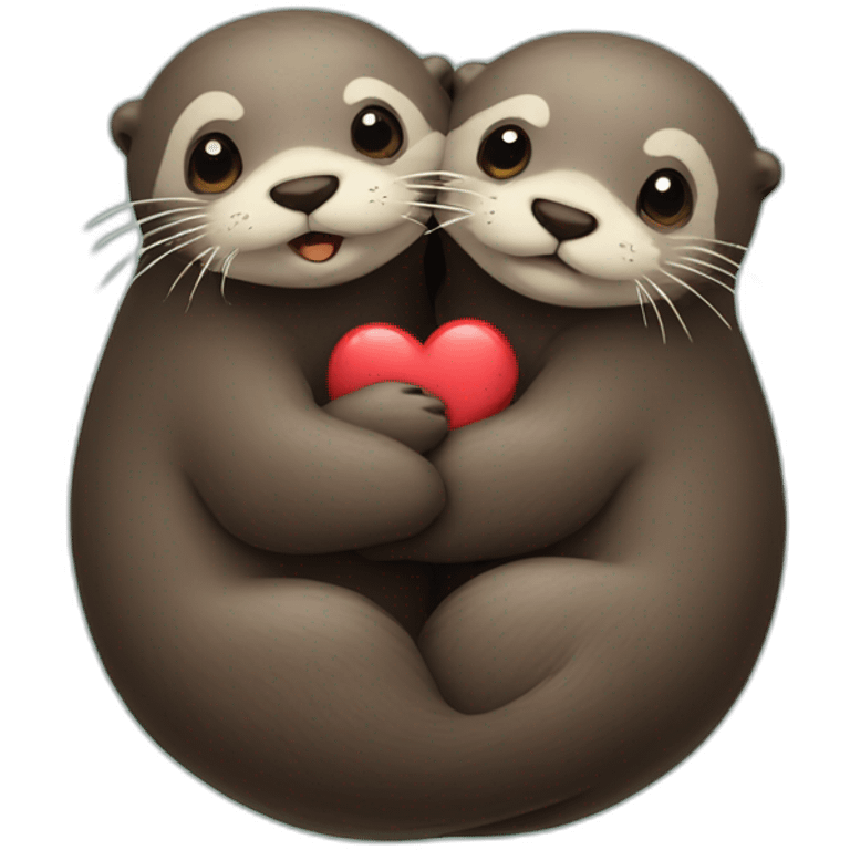 otters hugging looking like a heart emoji