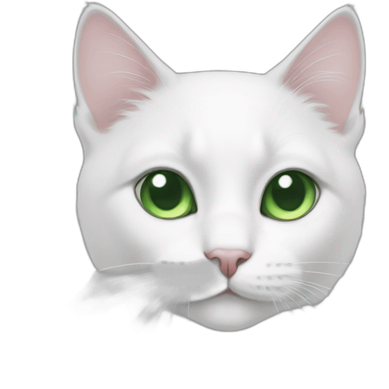 White cat green eyes emoji