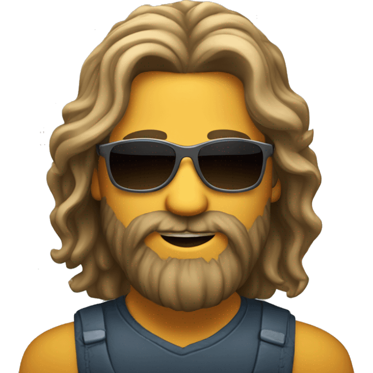 A man with long hair and Beard with sunglass happy gypsi styl emoji