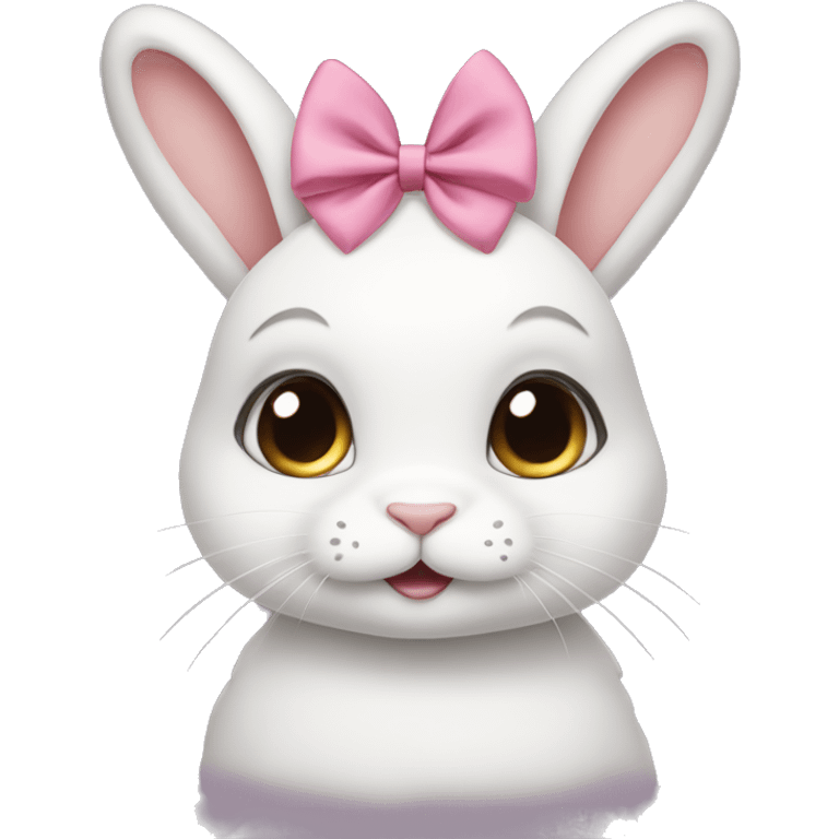 cute bunny with lashes and bow on ear emoji