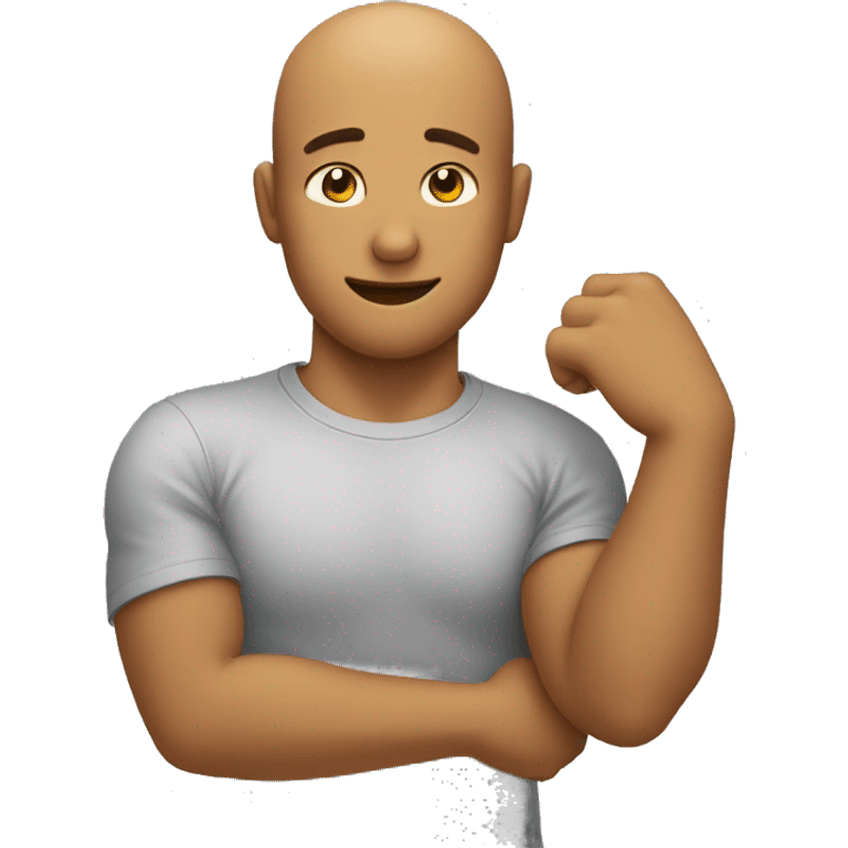 Emoji puts his head in his elbow and extends his other arm in the opposite direction emoji