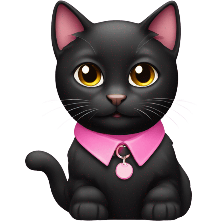 Cute black cat with pink collar emoji