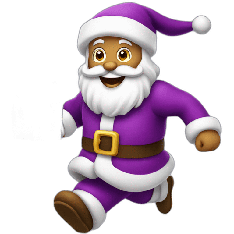 Santa Claus dressed in purple running to deliver presents emoji