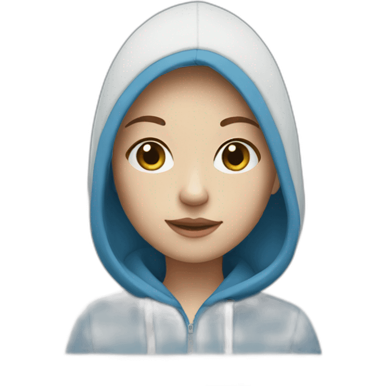 White skin girl in Blue hoodie emoji