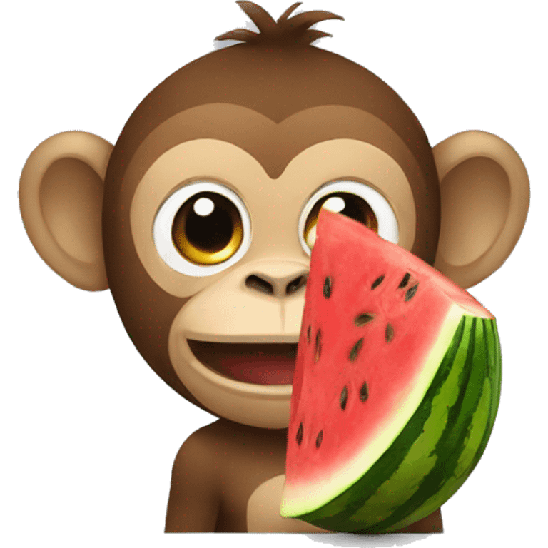 Monkey with watermelon emoji