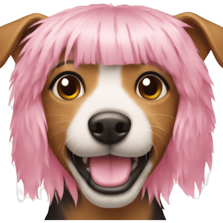 Cut dog with pink hair emoji