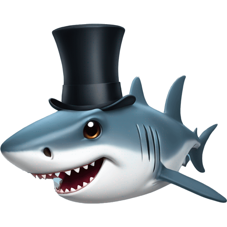 Shark with a top hat emoji