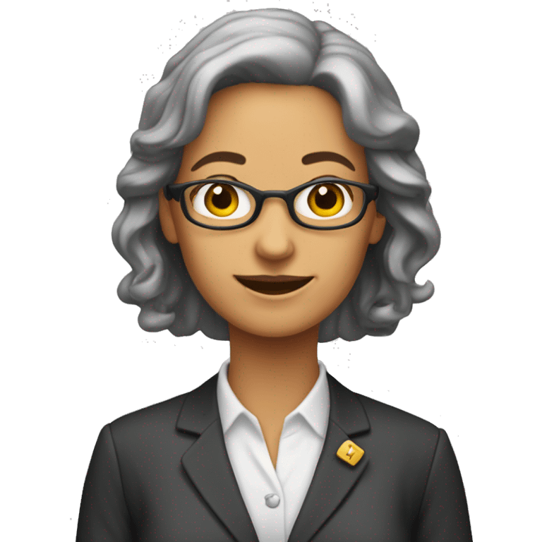 Profesora directora de primaria, pelo castaño emoji