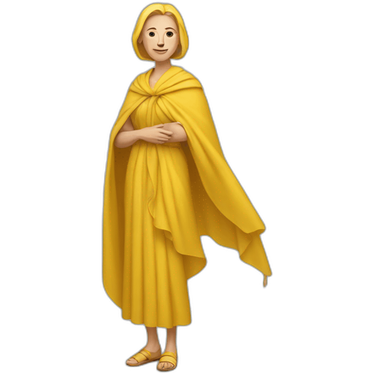 a white woman in a yellow shawl in full growth emoji