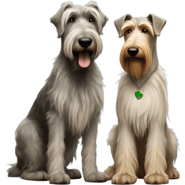 2 irish wolfhounds and a yorkie emoji