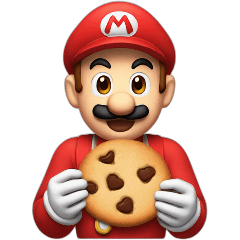 Mario eating a cookie emoji