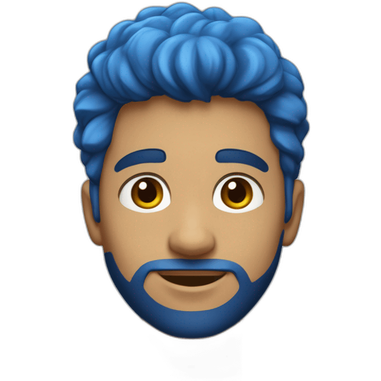 Un jeune homme avec les cheveux teinture bleu étoile. emoji