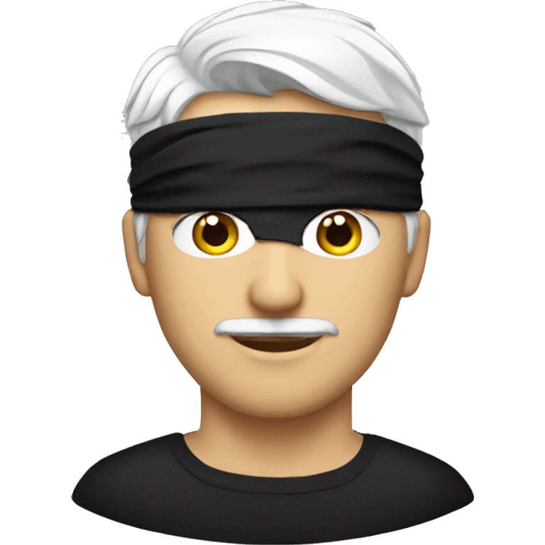 handsome white hair man with black blindfold emoji