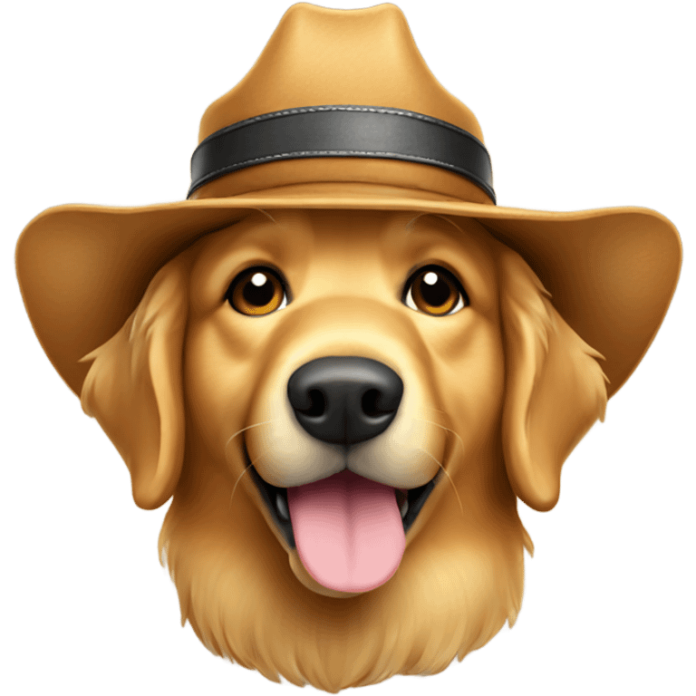 Golden retriever with a cowboy hat emoji