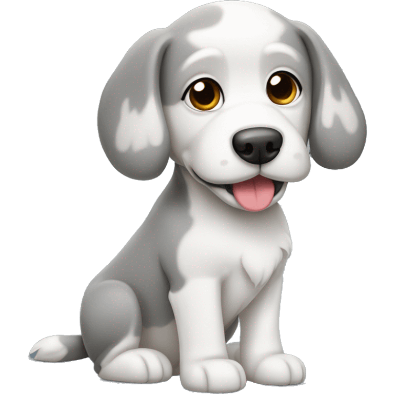 white and gray maultipoo dog emoji