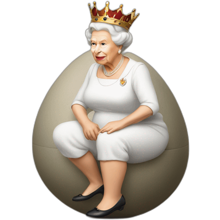 The Queen squatting, laying an egg emoji