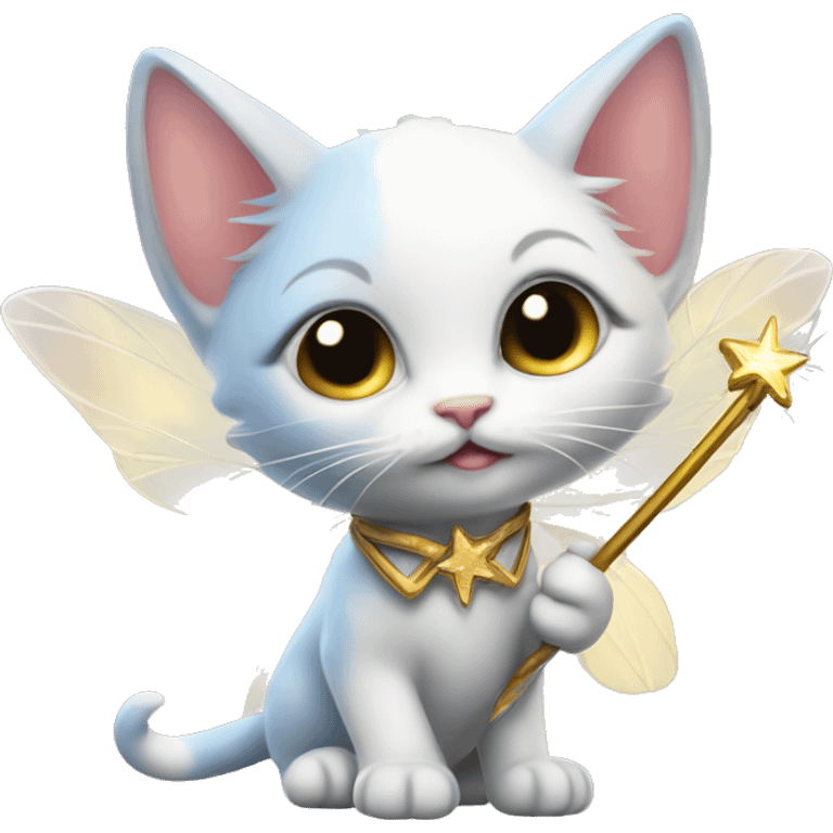 Kitten fairy with wand emoji