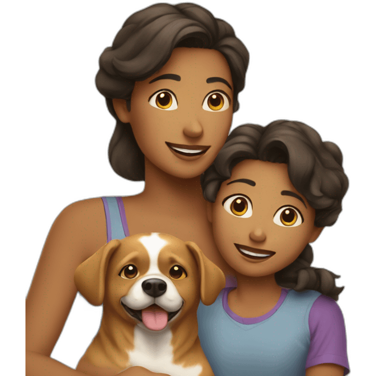 Mother daughter son and dog emoji