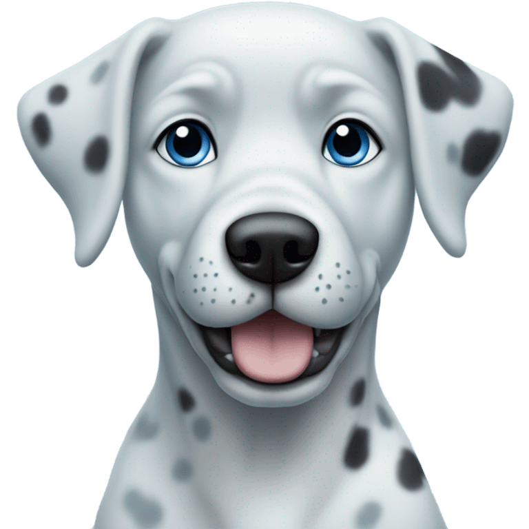 sky blue dog with darker blue spots and a dark blue nose. Her eyes are white with black pupils  emoji