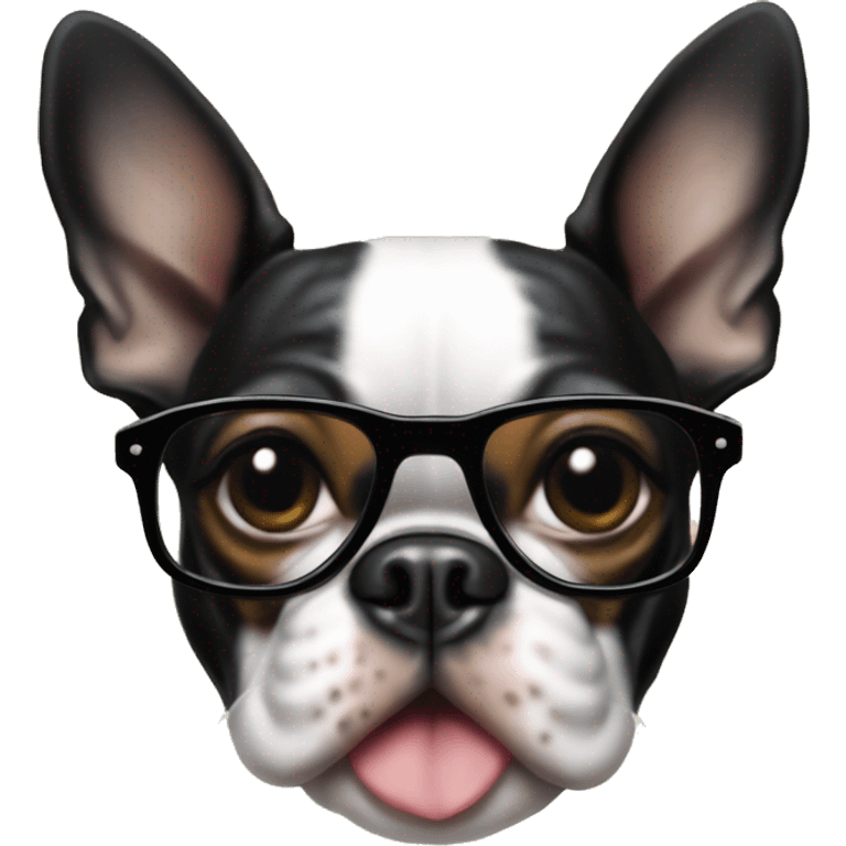 Un boston terrier avec des lunettes qui joue de la guitare  emoji