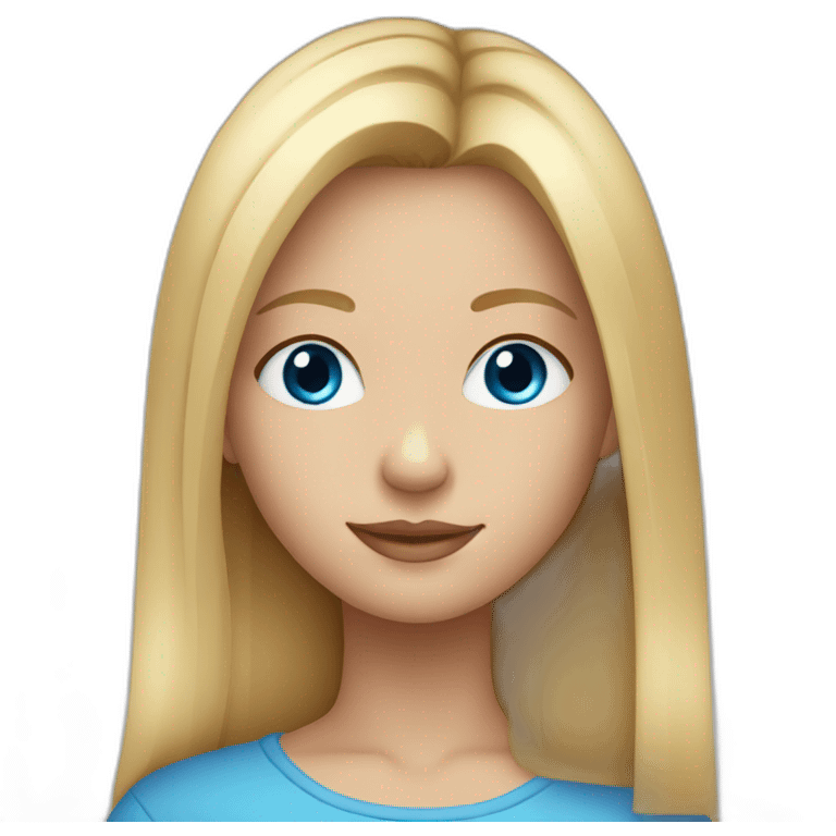 Young girl Blonde and straight hair with blue eyes emoji