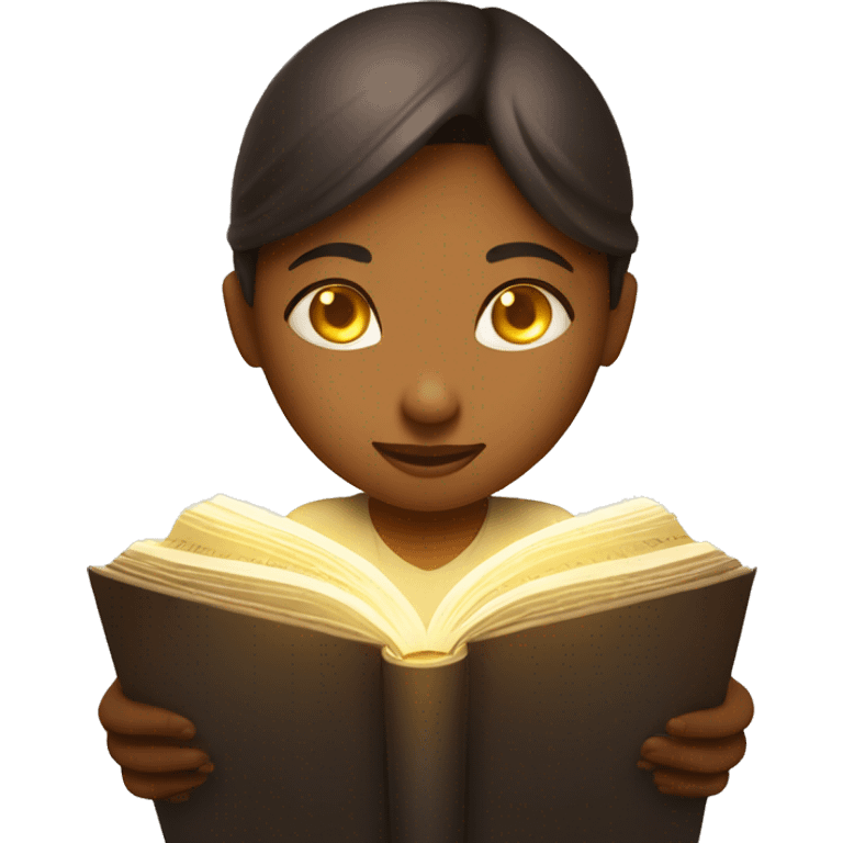 A girl reading the Bible with light coming from it emoji