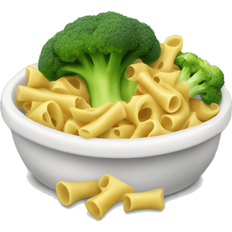 dish with macaroni and pieces of broccoli emoji