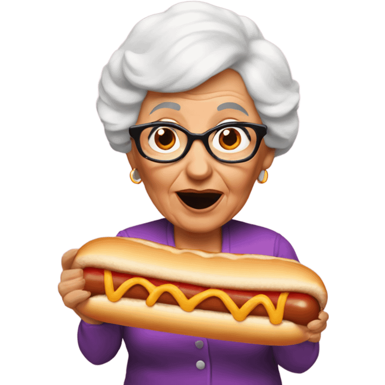 Gay grandma eating hotdog  emoji