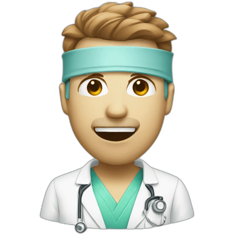 Ent surgeon with headlight and tongue depressor  emoji