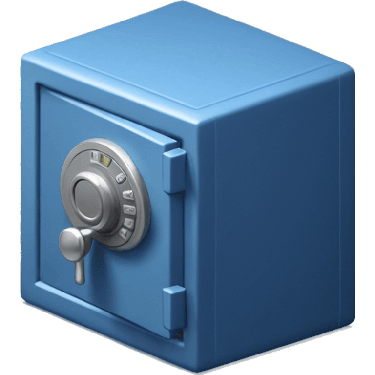 3d  isometric small safe in blue emoji