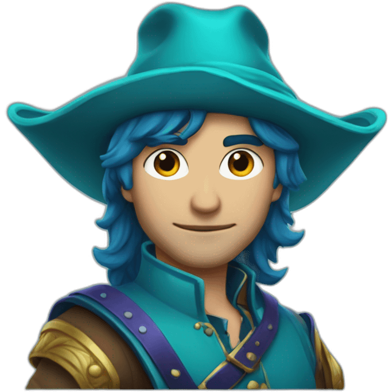 girly-dark-blue-haired-male-bard-wearing-turqoise-bards-hat emoji