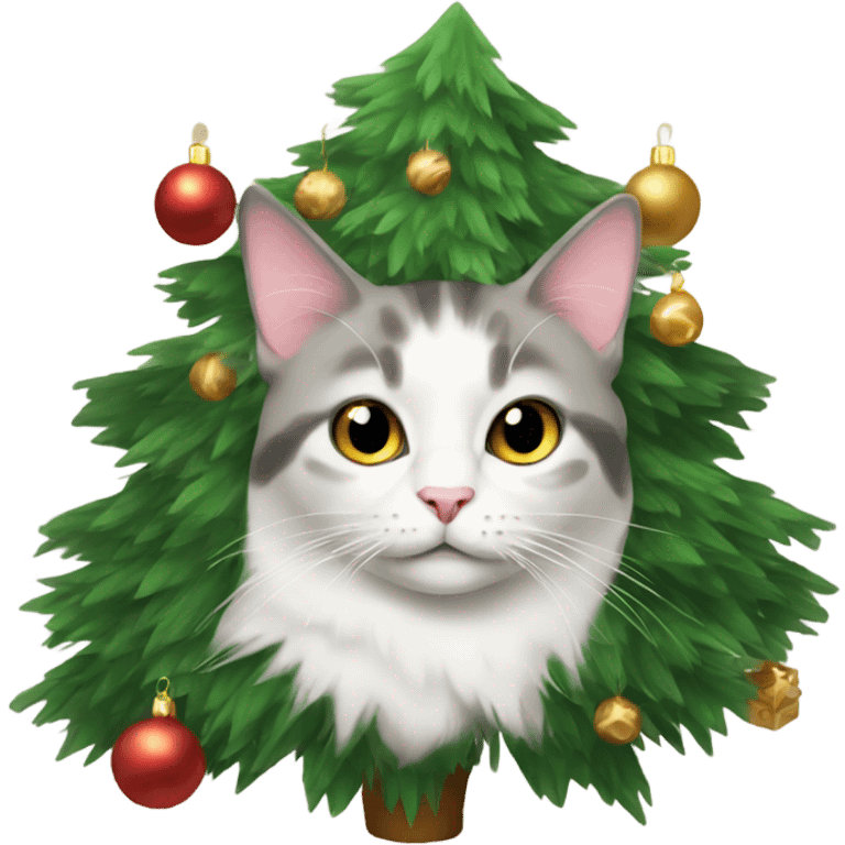 Cat with Christmas tree emoji