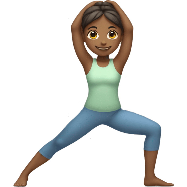 smiling girl in yoga outfit Virabhadrasana emoji