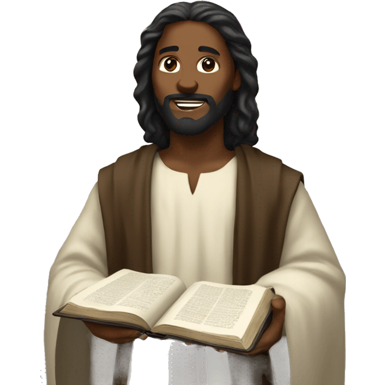 Black Jesus holding bible emoji