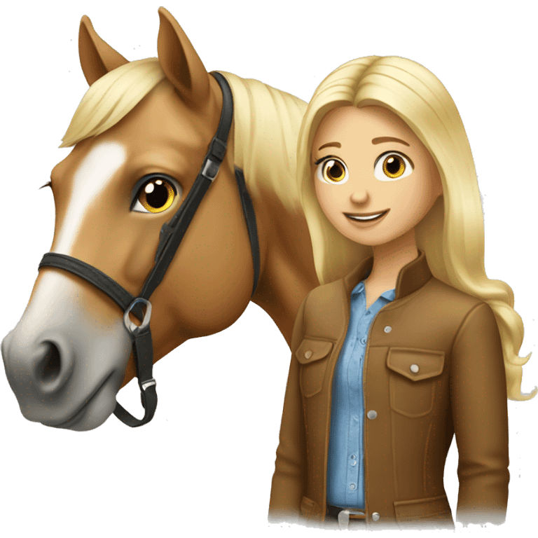 blond girl with horse emoji