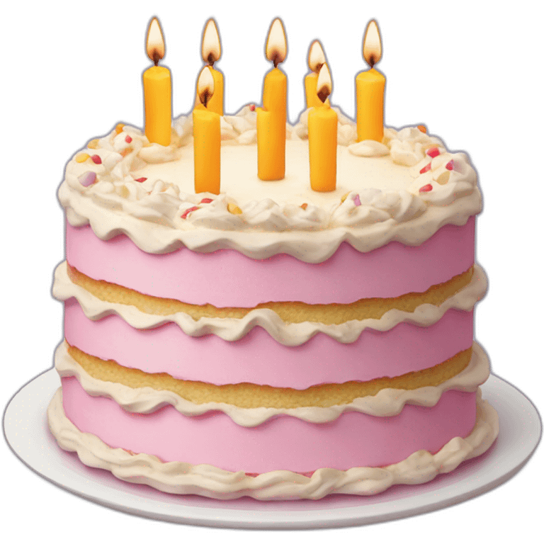 Vanilla Birthday cake with candles  emoji