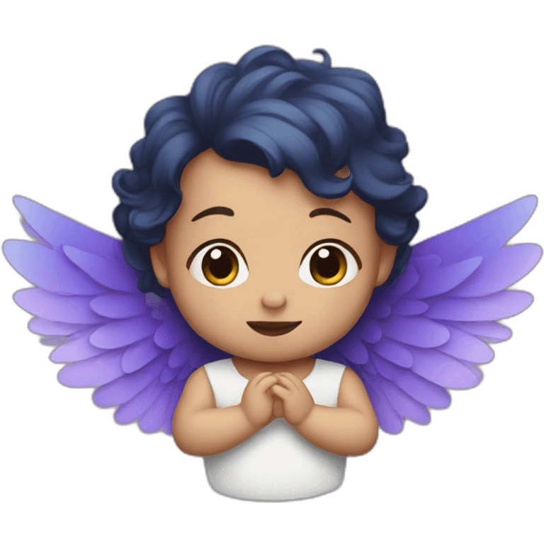 a baby with blue and purple wings emoji