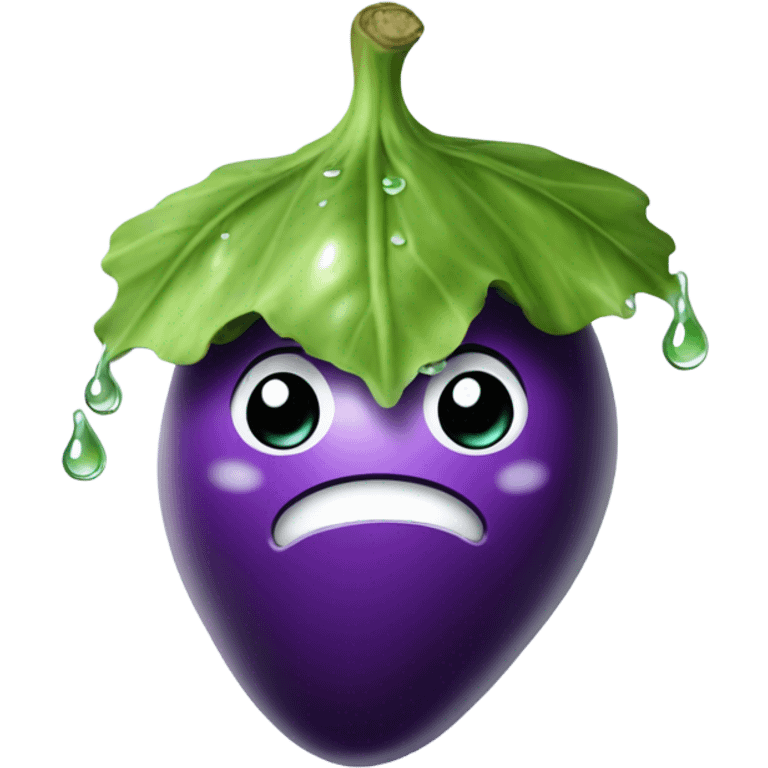 Mischievous Eggplant with water dripping from the bottom emoji