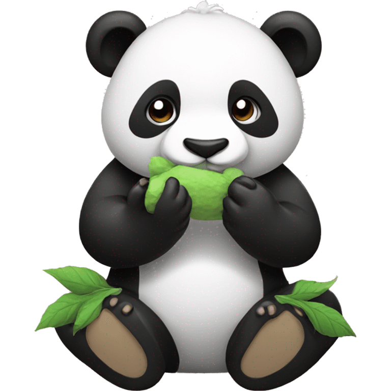 Panda eating cotton candu emoji